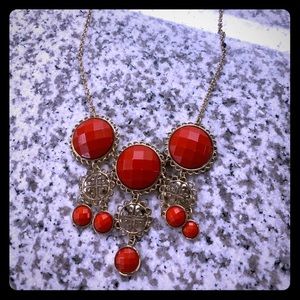 Red and gold Tory Burch necklace